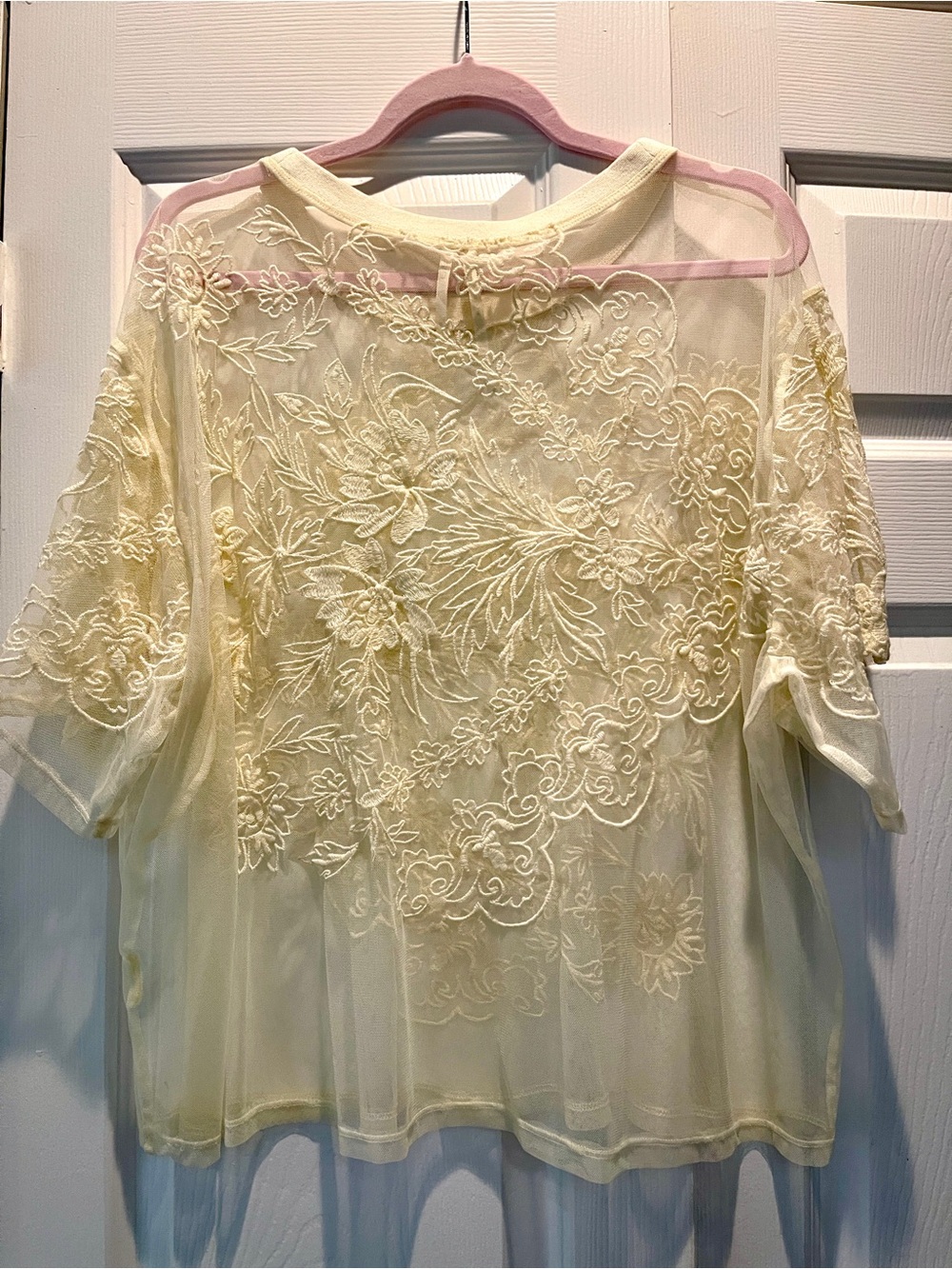 Anthropologie NWT Delicate Floral Lace Overlay Women’s Top - Cream - Picture 2 of 4